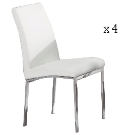 Fairfield Elegance Set of 4 Leather Effect Dining Chairs with Chrome Legs - White