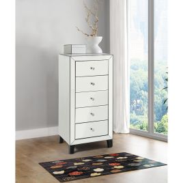 AVELEY Silver Chest of Drawers - Tallboy, Medium-sized, 5 Drawers, Mirrored