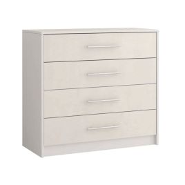 AREZZO White Chest of Drawers - Medium-sized, 4 Drawers