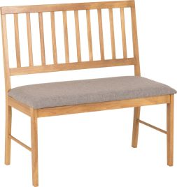 Austin Dining Bench - Oak Effect Grey Fabric