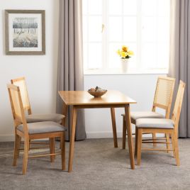 Austin & Ellis 1+4 Dining Set - Oak Effect Grey Fabric