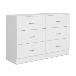 ARVELLO White Chest of Drawers - Large-sized, 6 Drawers, Double