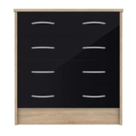 BLACKPOOL Black Chest of Drawers - Medium-sized, 4 Drawers