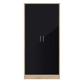 Wardrobe - BLACKPOOL 2 Door Wardrobe Black Gloss 80cm