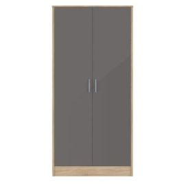 Wardrobe - BLACKPOOL 2 Door Wardrobe Grey Gloss 80cm