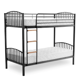 Burbank Space-Saving Splittable into 2 Metal Frames Bunk Bed in Black Style and Flexibility