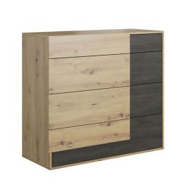 BOISE Oak Finish Chest of Drawers - Medium-sized, 4 Drawers