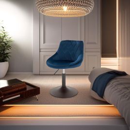 TRIVANTE Bar Stools Set of 2 Adjustable Swivel Dining Chairs Velvet Upholstery - Blue