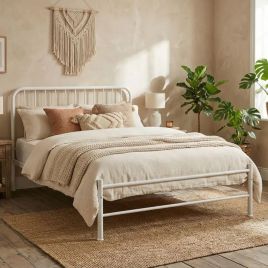 Small Double Bed - BAXTER 4ft Metal Bedframe - White