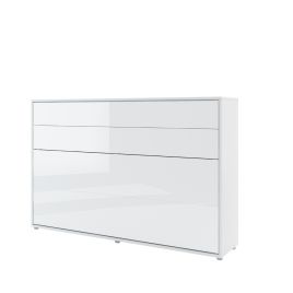 ArtNest Horizontal Wall Bed 120cm with Shelf - White Gloss