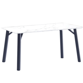 Opulent Urban Marble Effect Fixed Top Dining Table - 180cm