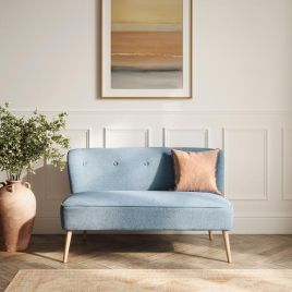 Waverly 2 Seater Sofa with Blonde Wood Legs - Blue