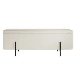 Felicity Storage Ottoman with Matte Black Legs - Ivory Boucle