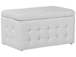 Faux Leather Storage Ottoman White MICHIGAN