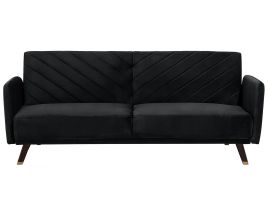 Velvet Fabric Sofa Bed Black SENJA
