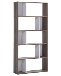5 Tier Bookcase Dark Wood and White ORILLA