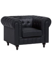 Faux Leather Armchair Black CHESTERFIELD Big