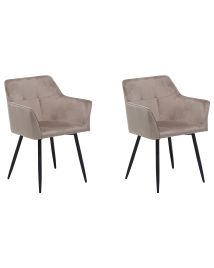 Set of 2 Velvet Dining Chairs Taupe Beige JASMIN