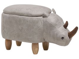 Faux Leather Storage Animal Stool Light Grey RHINO