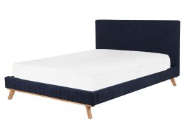 Chenille EU King Size Bed Dark Blue TALENCE