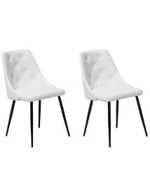 Set of 2 Dining Chairs Faux Leather White VALERIE