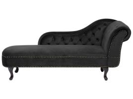 Right Hand Chaise Lounge Velvet Black NIMES