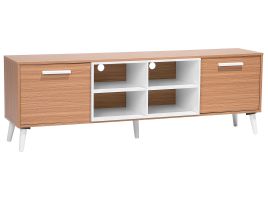 TV Stand Light Wood with White ALLOA