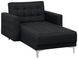 Fabric Chaise Lounge Graphite Grey ABERDEEN