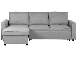 Right Hand Fabric Corner Sofa Bed with Storage Grey NESNA