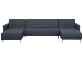 5 Seater U-shaped Modular Fabric Sofa Dark Grey ABERDEEN