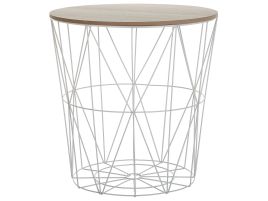 Wire Frame Metal Storage Side Table White LANARK