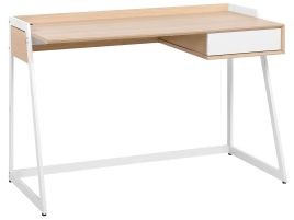 1 Drawer Home Office Desk 120 x 60 cm Light Wood and White QUITO