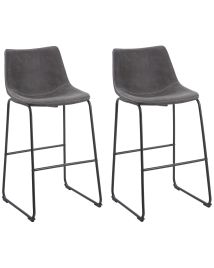 Set of 2 Fabric Bar Chairs Grey FRANKS