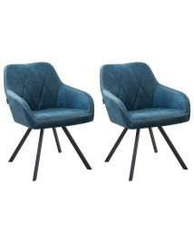 Set of 2 Fabric Dining Chairs Blue MONEE