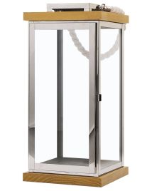 Glass Candle Lantern 41 cm Silver BORNEO