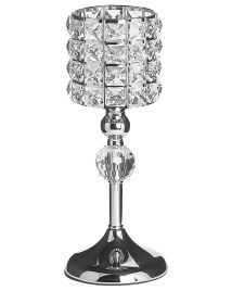Glass Hurricane Candle Holder 33 cm Silver AVORD