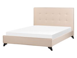 Fabric EU Double Size Bed Beige AMBASSADOR