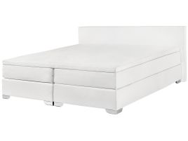 Faux Leather EU Super King Size Divan Bed White PRESIDENT