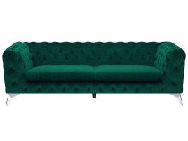 3 Seater Velvet Fabric Sofa Emerald Green SOTRA