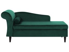 Left Hand Velvet Chaise Lounge Emerald Green LUIRO
