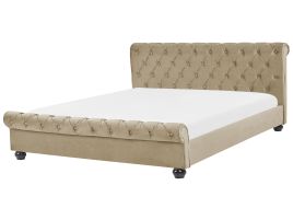 Velvet EU Super King Bed Beige AVALLON