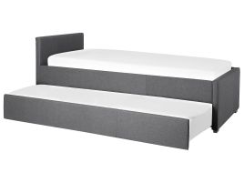 Fabric EU Single Trundle Bed Grey MARMANDE