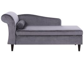 Left Hand Velvet Chaise Lounge Dark Grey LUIRO