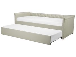 Fabric EU Single Trundle Bed Beige LIBOURNE