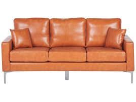3 Seater Faux Leather Sofa Brown GAVLE
