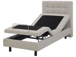 Fabric EU Single Adjustable Bed Beige DUKE