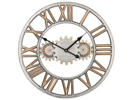 Iron Skeleton Wall Clock 46cm Silver and Gold