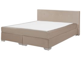 Velvet EU Super King Size Divan Bed Beige CONSUL