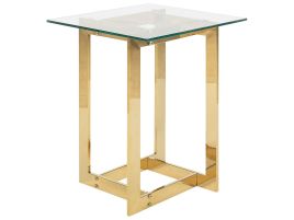 Glass Top Side Table Gold CRYSTAL
