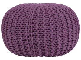 Cotton Knitted Pouffe 50 x 35 cm Purple CONRAD